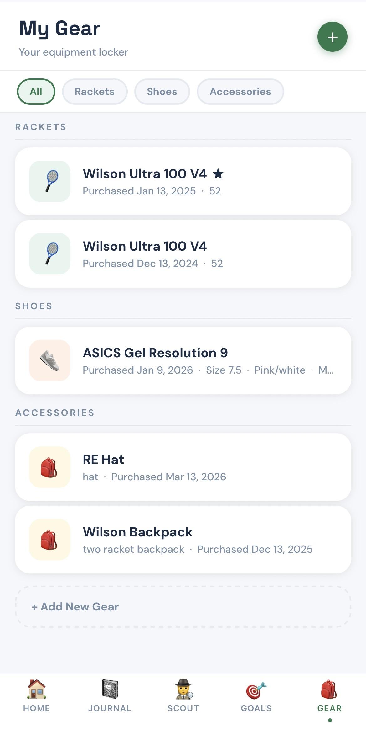 Gear screen in the RallyEdge app